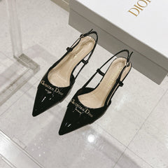 MY DD 25S SLINGBACK PUMP 50MM IN BLACK GLOSSY CALFSKIN