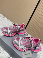 BALENCIAGA 25S 3XL SNEAKERS IN PINK MESH MIX GREY PU LEATHER