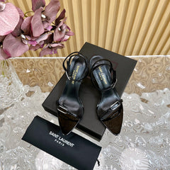 KITTY SANDALS 70 IN BLACK SHINY LEATHER