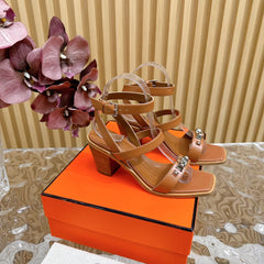 IVRESSE 65 SANDAL CARAMEL CALFSKIN