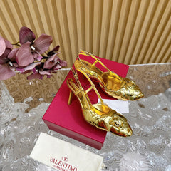 ATELIER SLINGBACK HEELS 75 MM IN GOLD METALLIC CALFSKIN