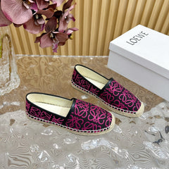 LW PINK ANAGRAM ESPADRILLE LOAFER BLACK LINEN