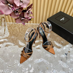 SL ONE-STRAP RHINESTONE COPPER SATIN