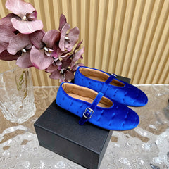 ALAIA BALLET FLATS IN COBALT BLUE VELVET