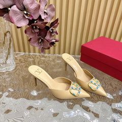 HIGH PUMP MULE 80MM IN SEPIA TAN CALFSKIN