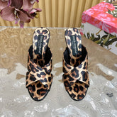 DG 100MM IN BEIGE FOOTWEAR – LEOPARD PRINT SATIN MULES