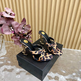 OPYUM 10 CM HIGH MULES IN LEOPARD PRINT SILK