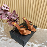 OPYUM 10 CM HIGH MULES IN BROWNIE SILK