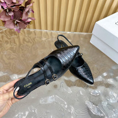 JUDY DOUBLE STRAP MARY JANE SLINGBACK 35MM IN BLACK SNAKE EMBOSSED CALFSKIN