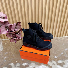 HM 25S KOOLER ANKLE BOOTS IN BLACK CANVAS