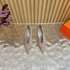 HM 25S HIGH-HEEL WEDGE SHOES 50 MM IN DUSTY BEIGE SUEDE