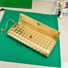 BV Long Clutch Andiamo 31 Gold Metalic Leather Ghw