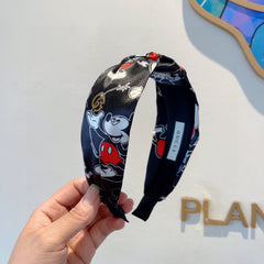 MICKEY PRINT HAIRBAND IN BLACK SILK 409359