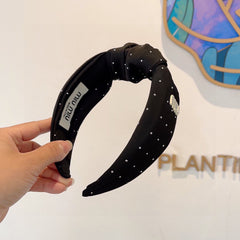 CRYSTALS EMBELLISHED HEAD BAND IN BLACK COTTON 418873