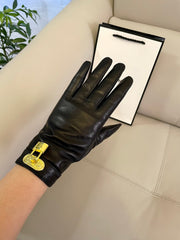 GLOVES IN BLACK LAMBSKIN WITH GOLD HARDWARE 465064
