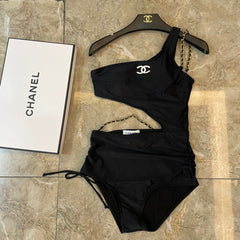 CC BIKINI SWIMSUIT SET IN BLACK AND WHITE LOGO 599123