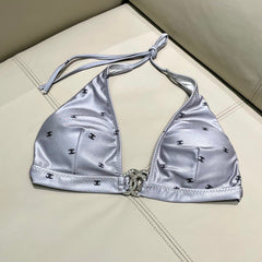 CC BIKINI SWIMSUIT SET IN GREY AND BLACK LOGO 599155