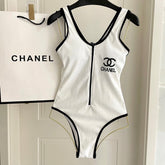 CC BIKINI SWIMSUIT SET IN WHITE AND BLACK TRIM 604254