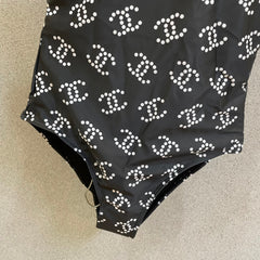 CC BIKINI SWIMSUIT SET IN BLACK AND WHITE LOGO PRINTED 615195