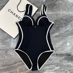 CC BIKINI SWIMSUIT SET IN BLACK AND WHITE TRIM 622172