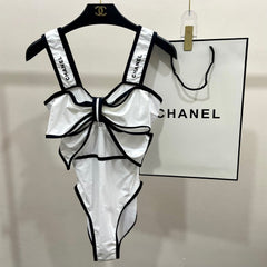 BODYSUIT SWIMSUIT IN WHITE AND BLACK TRIM 627828