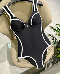 SWIMSUIT BODYSUIT IN BLACK AND WHITE STRIPED 627831