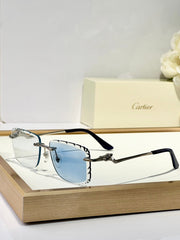 PANTHÈRE PHOTOCHROMIC LENSES RIMLESS SQUARE FRAME SUNGLASSES 580910 IN METAL