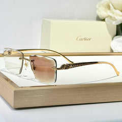 PANTHÈRE PHOTOCHROMIC LENSES RIMLESS SQUARE FRAME SUNGLASSES 580911 IN METAL