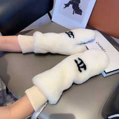 GLOVES IN WHITE RABBIT FUR AND LAMBSKIN 456404