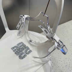 TANK TOP 622143 IN WHITE COTTON RIBBED EMBOSSED CRYSTAL