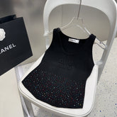 TANK TOP 640626 IN BLACK COTTON MUTILCOLOR CRYSTAL