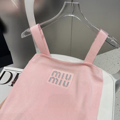 CAMI TOP 643227 IN PINK COTTON RIBBED KNIT