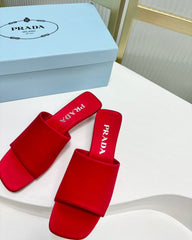 PRA TRIANGLE HEEL SATIN SLIPPERS CRIMSON