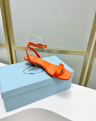PRA TRIANGLE HEEL SATIN SANDALS BRIGHT ORANGE