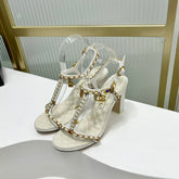HIGH HEELS PEARL CHAIN IN WHITE COWHIDE