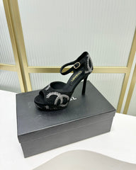 HIGH HEELS ONE STRAP IN BLACK GOATSKIN