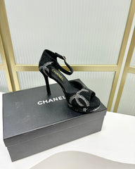 HIGH HEELS ONE STRAP IN BLACK GOATSKIN