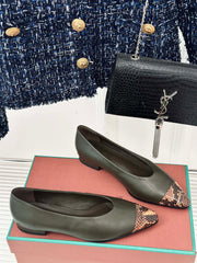 LP REBECCA BALLET FLATS CHARCOAL WAXED LEATHER