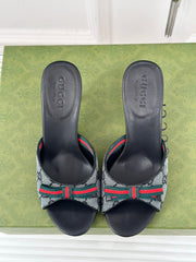 GG Vintage High Heel Slippers Black