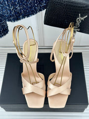 SL CORINNE SANDALS BEIGE SATIN CREPE