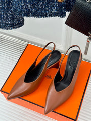 HIGH HEEL 75 MM POINTED- TOE SANDAL IN BRONZE BROWN CALFSKIN