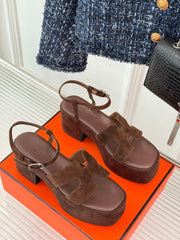 HM 25S JAM 30 HIGH-HEEL SANDAL IN DARK BROWN SUEDE