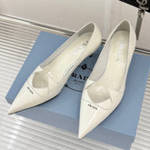 KITTEN HEEL PUMPS IN WHITE CALFSKIN
