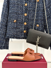 SLIDE SANDALS IN BROWN CALFSKIN