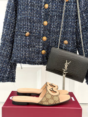 SLIDE SANDALS IN BEIGE CALFSKIN