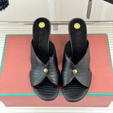 LP HIGH HEEL 25S IN BLACK LAMBSKIN SNAKE EMBOSSING