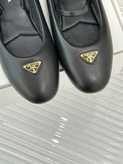 PRADA 25S SOFT PADDED BALLERINAS IN BLACK NAPPA LEATHER