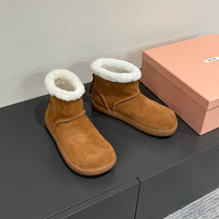 ANKLE BOOTS IN BRONZE BROWN SUEDE AND FLEECE LINING