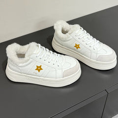 YELLOW STAR SNEAKER WHITE CALFSKIN AND SUEDE CALFSKIN WITH SHEARLING LINING