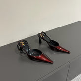 AIMÉE SLINGBACK PUMPS IN WINE RED GLOSSY LAMBSKIN